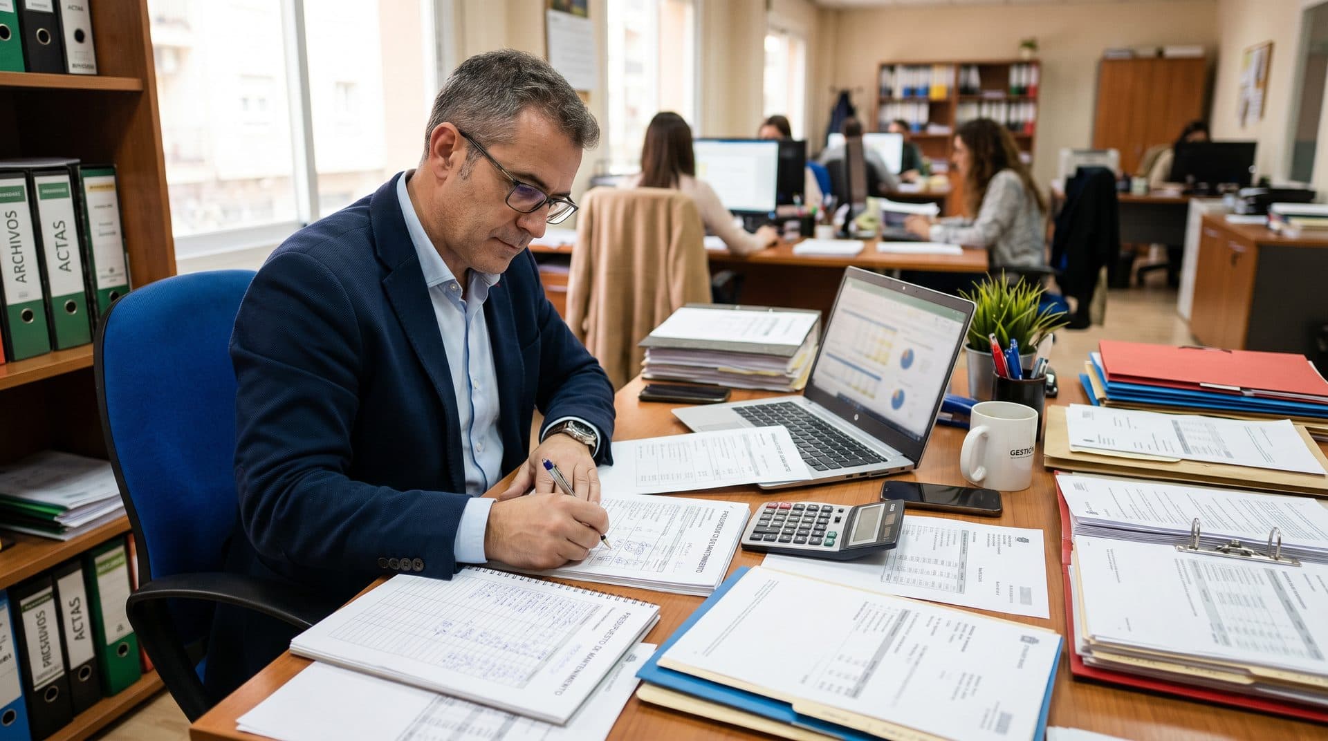 Equipo de Pidenor Galicia preparando un presupuesto de mantenimiento de comunidades en Narón