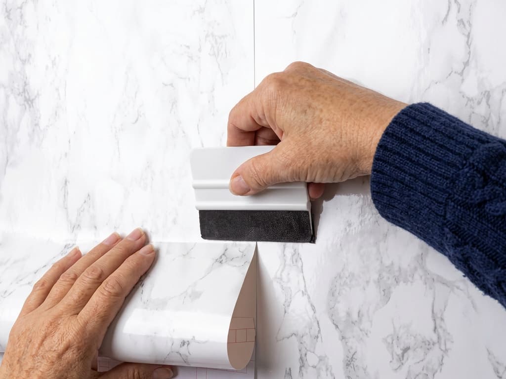 Colocación de revestimiento adhesivo decorativo sobre una pared interior en Narón